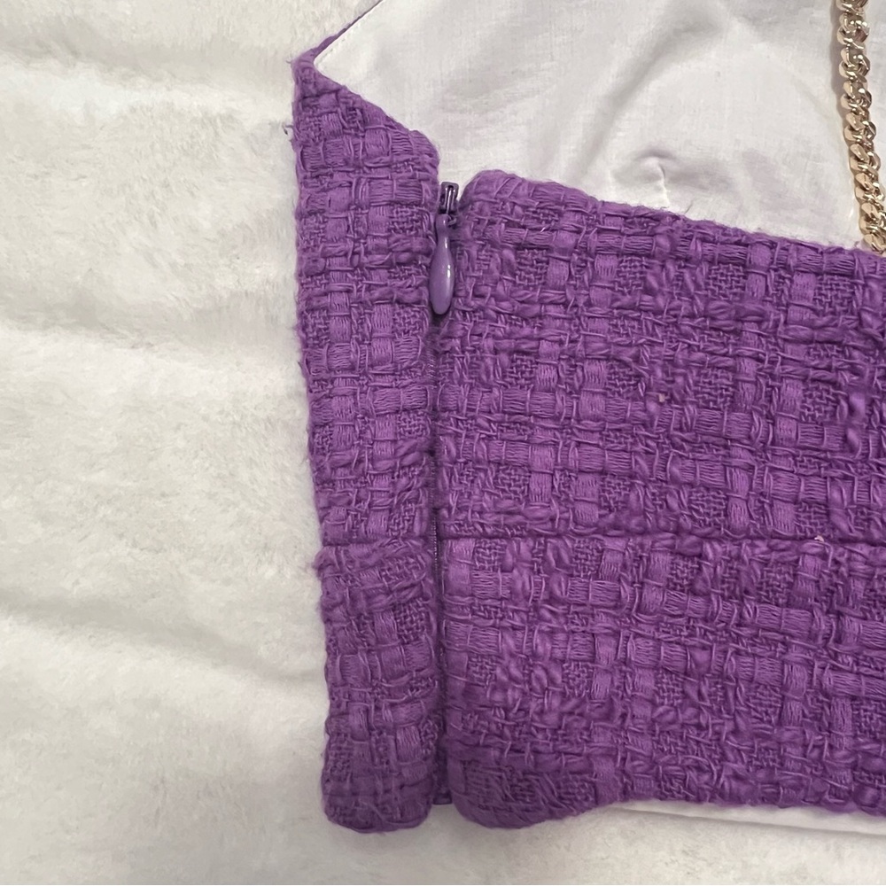 NWT Maje Lapraia Adjustable Chain Strap Purple Tweed Crop Top - Picture 10 of 12